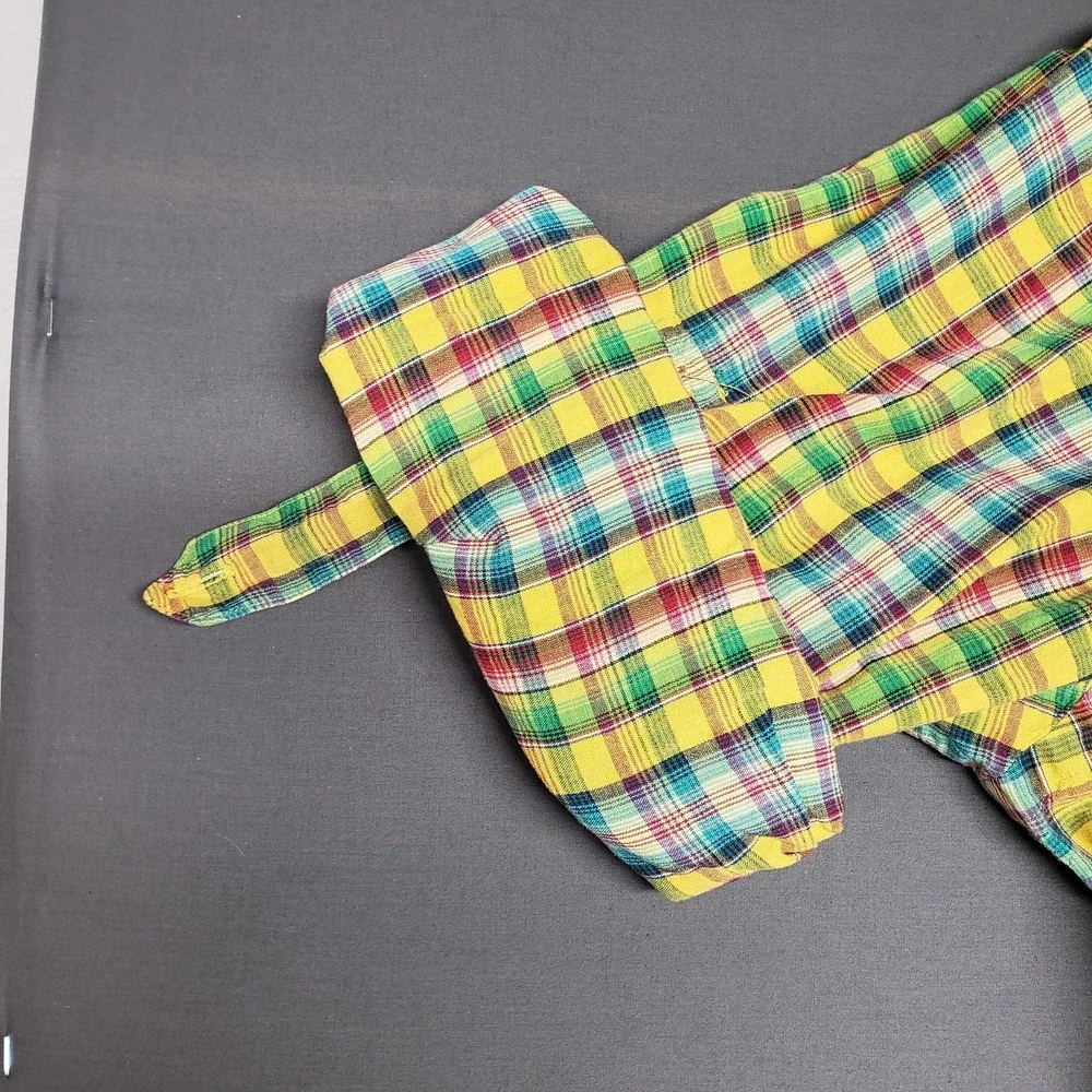 POLO RALPH LAUREN XLMen's Bright Madras Plaid Epaulettes Button Down Shirt